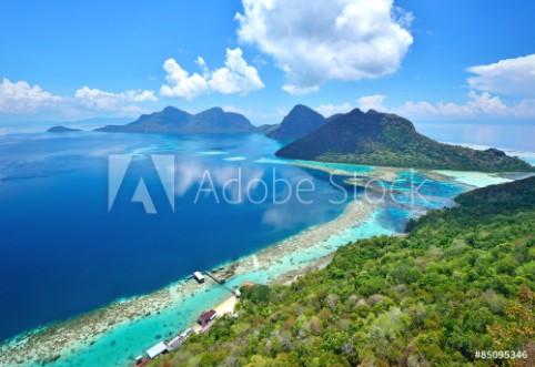 Picture of Aerial view of tropical island of Bohey Dulang near Siapdan Island Sabah Borneo Malaysia